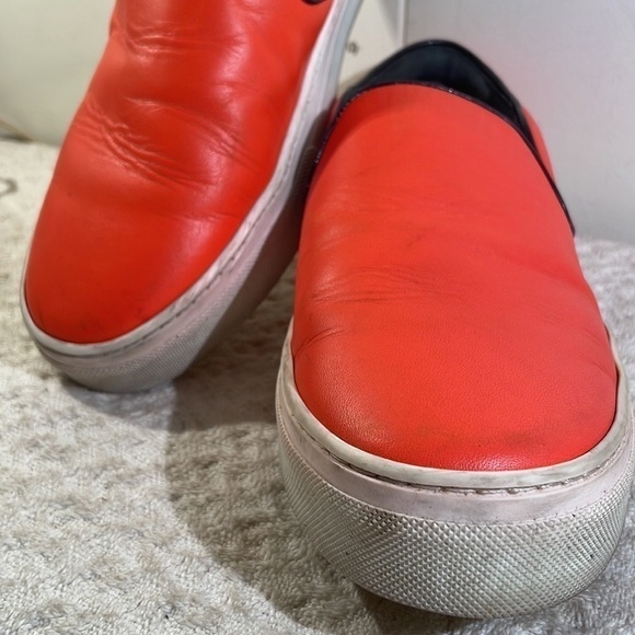 CELINE Athletic Slip On Orange Leather Slides Platform Structured Sneakers - Picture 2 of 10